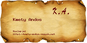 Kmety Andos névjegykártya